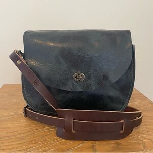 Go Forth Goods Indigo Bison Vivian Leather Crossbody Deluxe Satchel